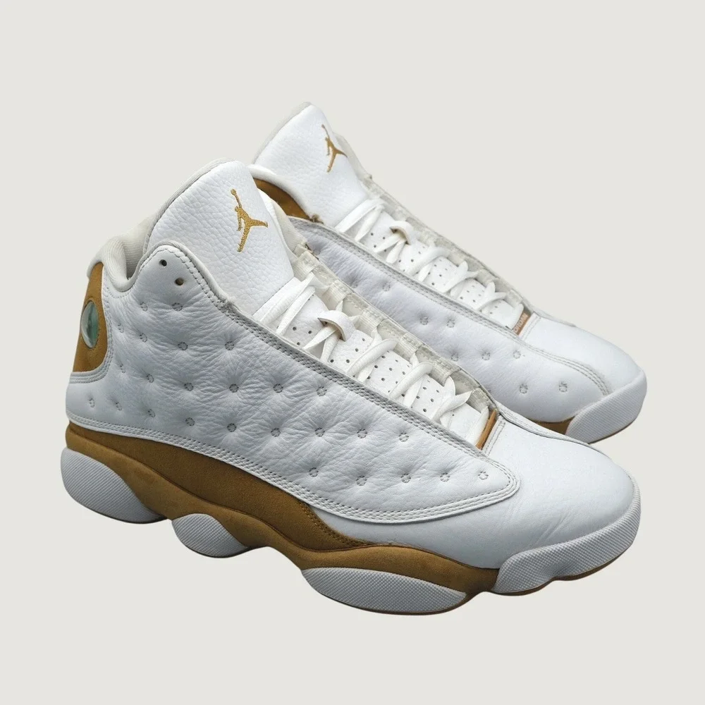 Nike Air Jordan 13 Retro Wheat White 10.5 414571-171 Leather Basketball Sneakers